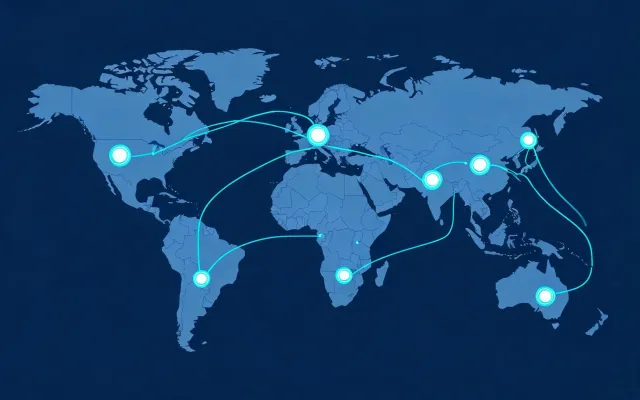 Map illustration of Hitachi plant and dealer hubs