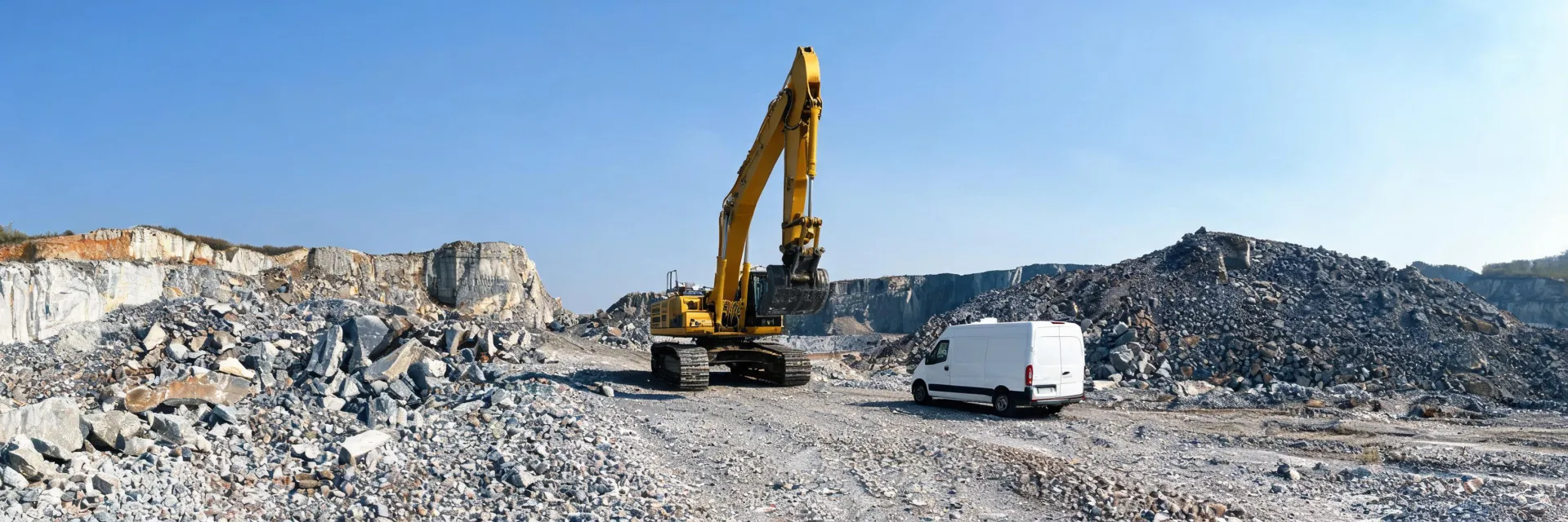 Hitachi excavator service interval on quarry haul road
