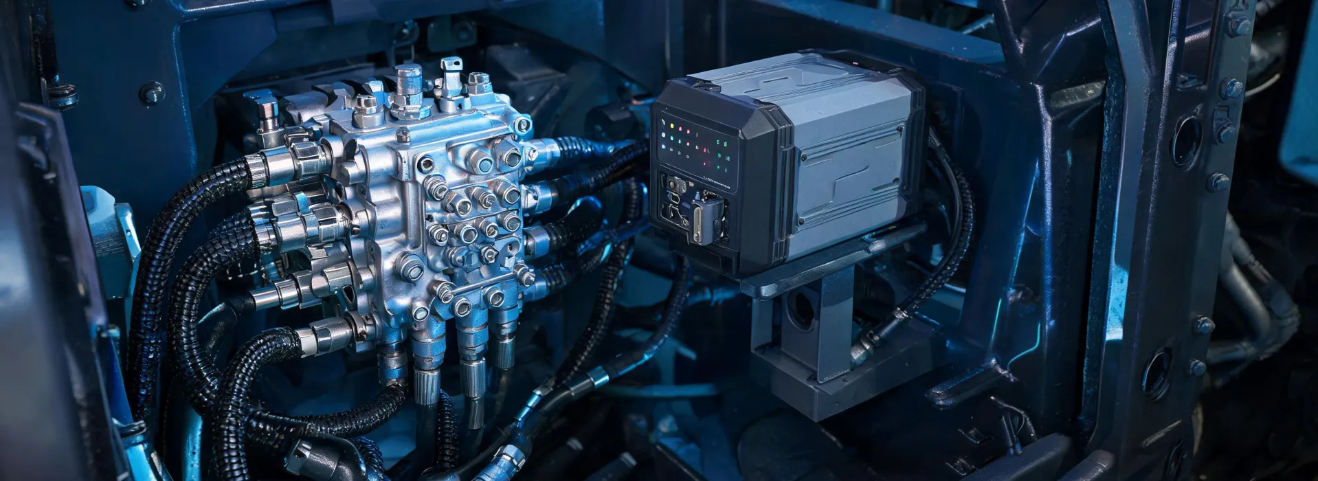Smart hydraulic control unit on excavator